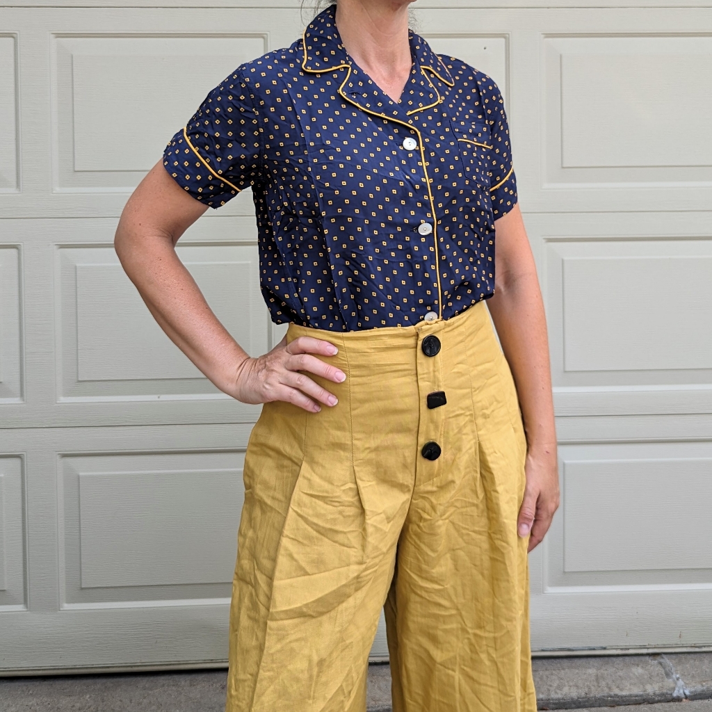 1940's 1950's Vintage Pajama Shirt S Xs